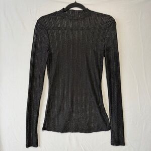 Lush Women Sheer Fairy Grunge Hi Neck Top Size S Black Whimsigoth Witchy Vampire